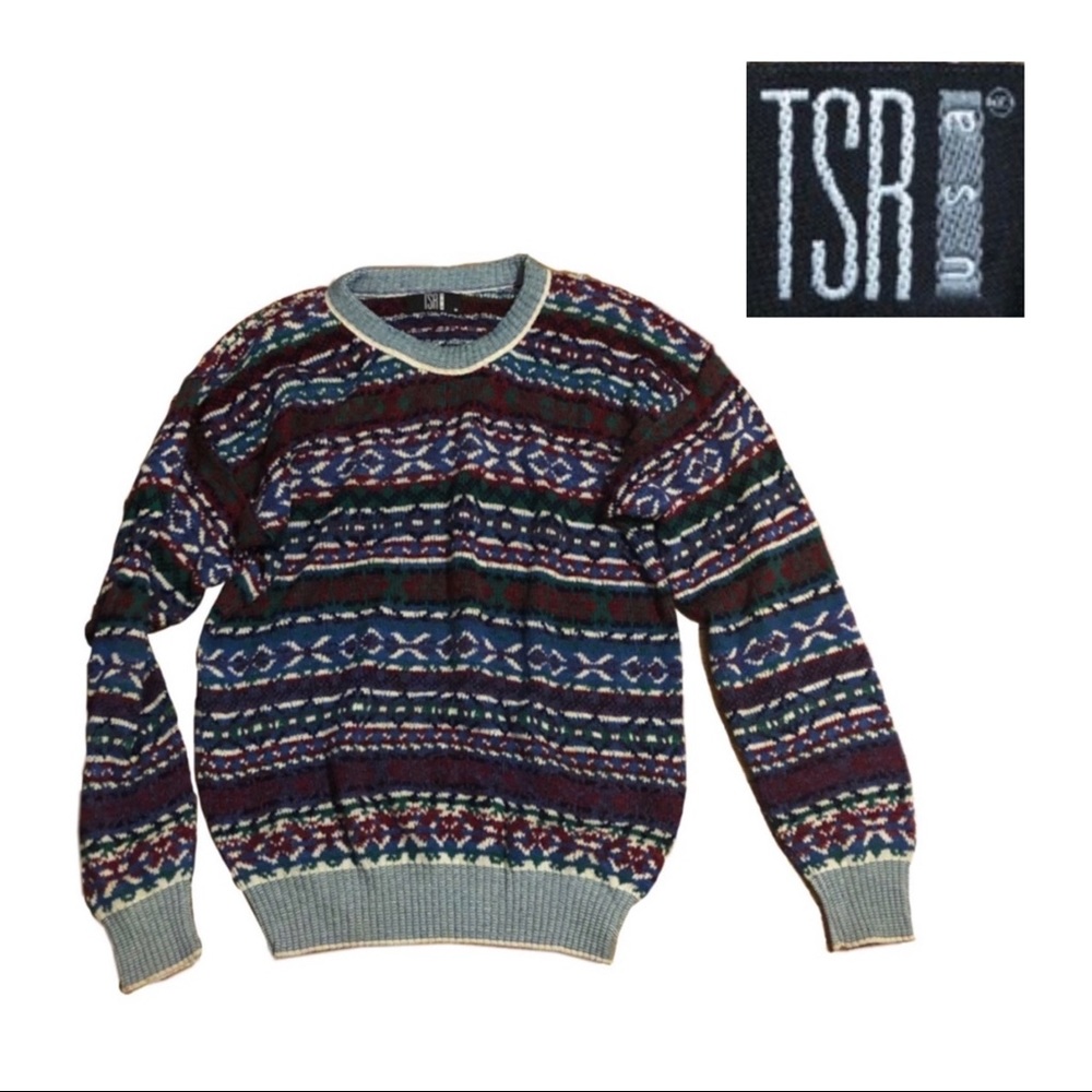 ⚡️TSR Vtg crew neck multicolored Sweater M
